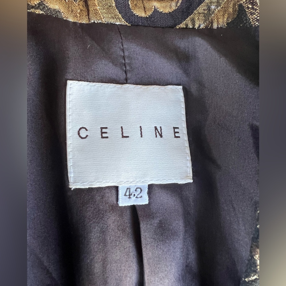 Vintage Celine 2000s Tapestry Brocade Blazer Evening Jacket Brown Gold Holiday‎ - Picture 6 of 11